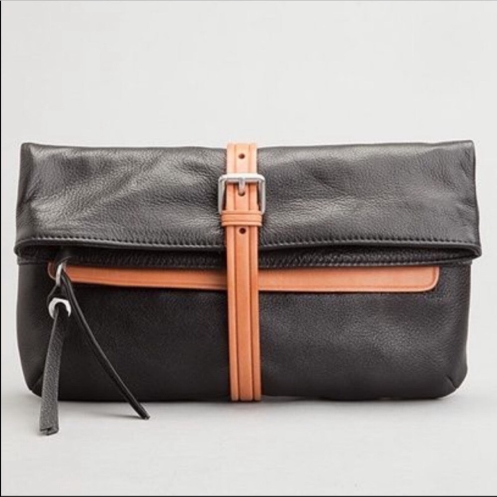 Christopher Kon Buckle Black brown leather clutch